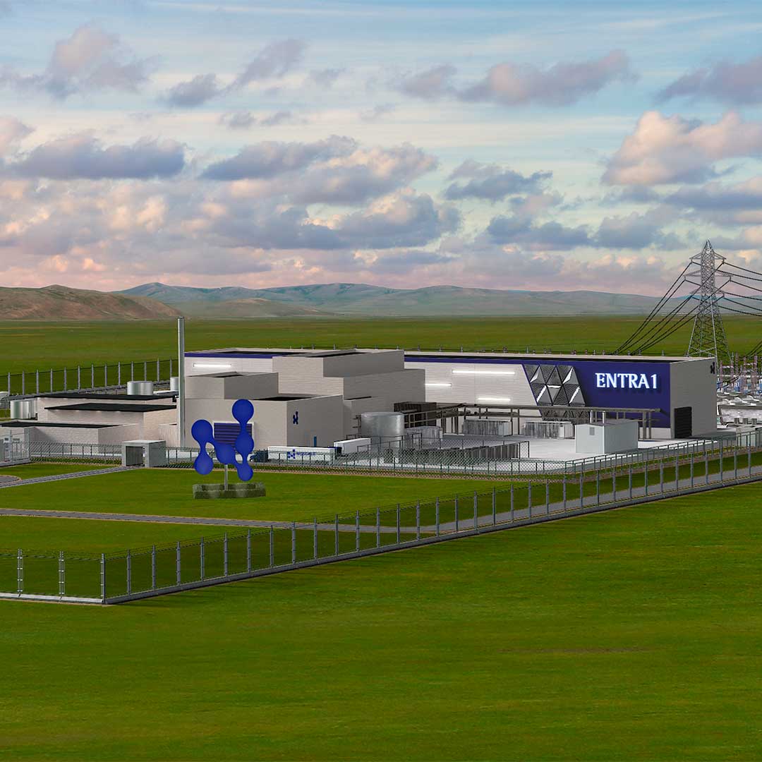 Rendering of ENTRA1 power plant powered by NuScale SMR technology.