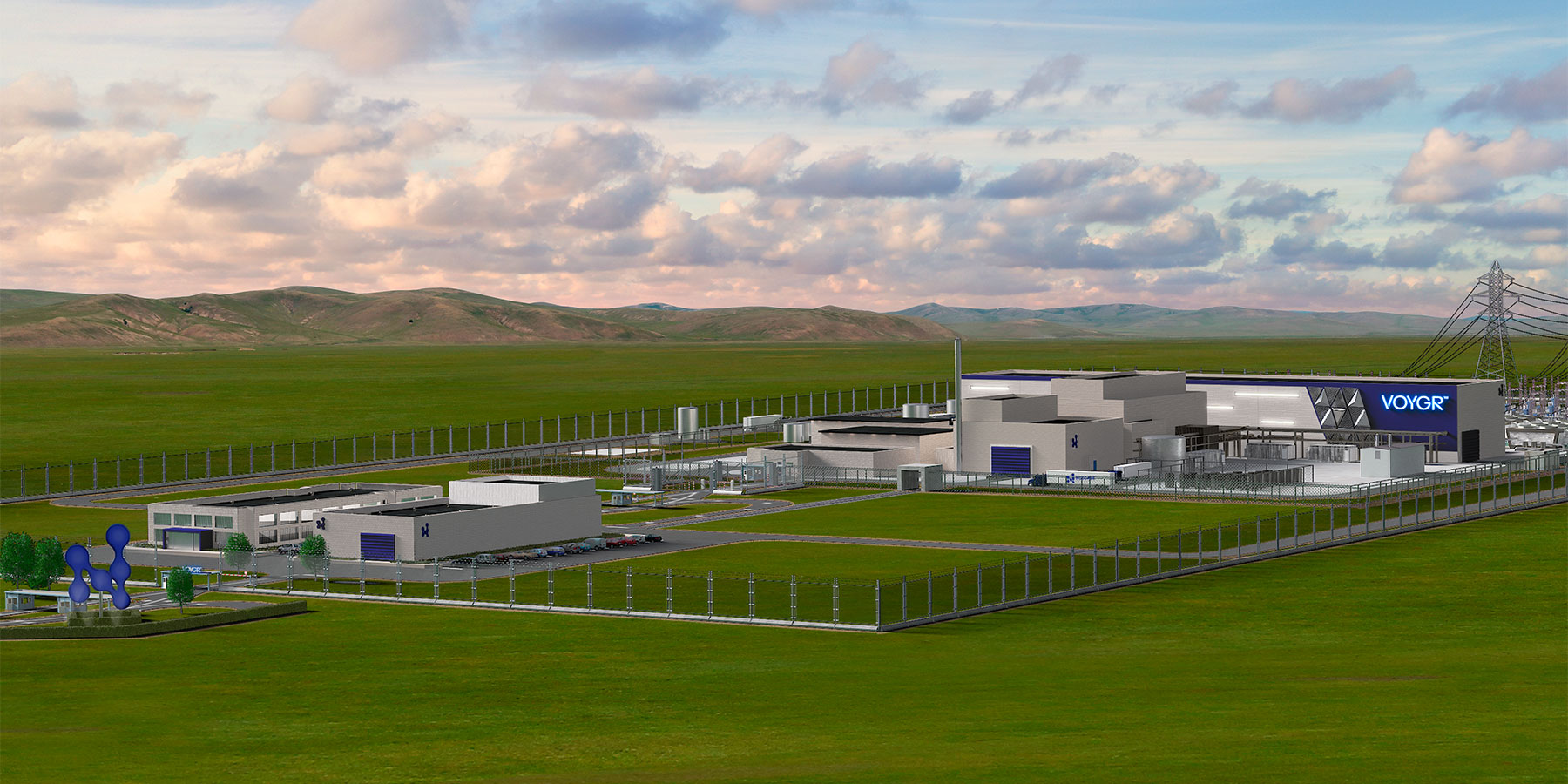 Rendering of a NuScale VOYGR plant. 