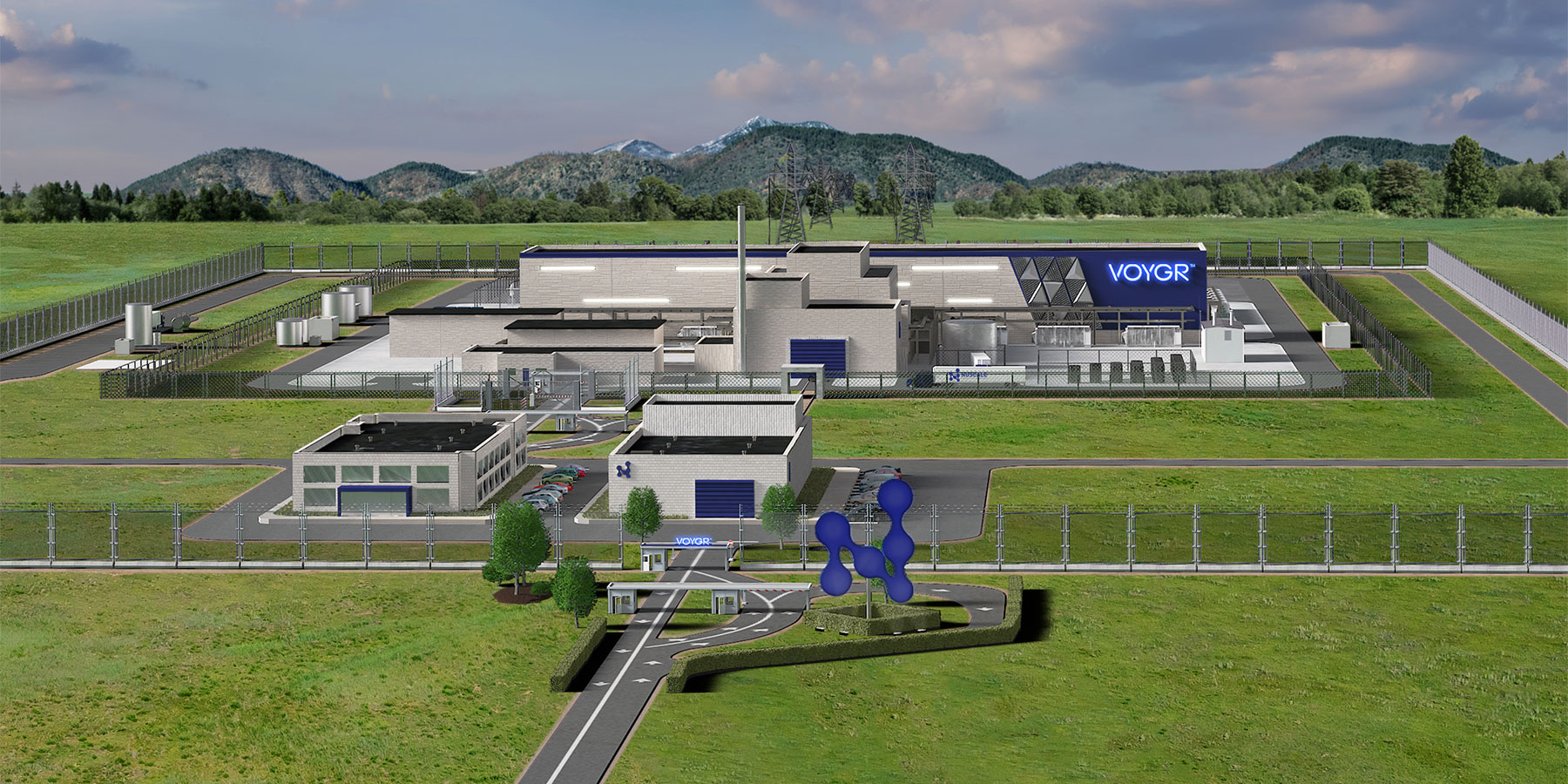 Rendering of a NuScale VOYGR plant. 