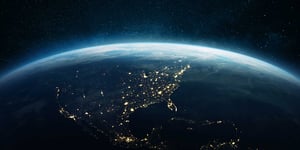 Night time view of North America from space.